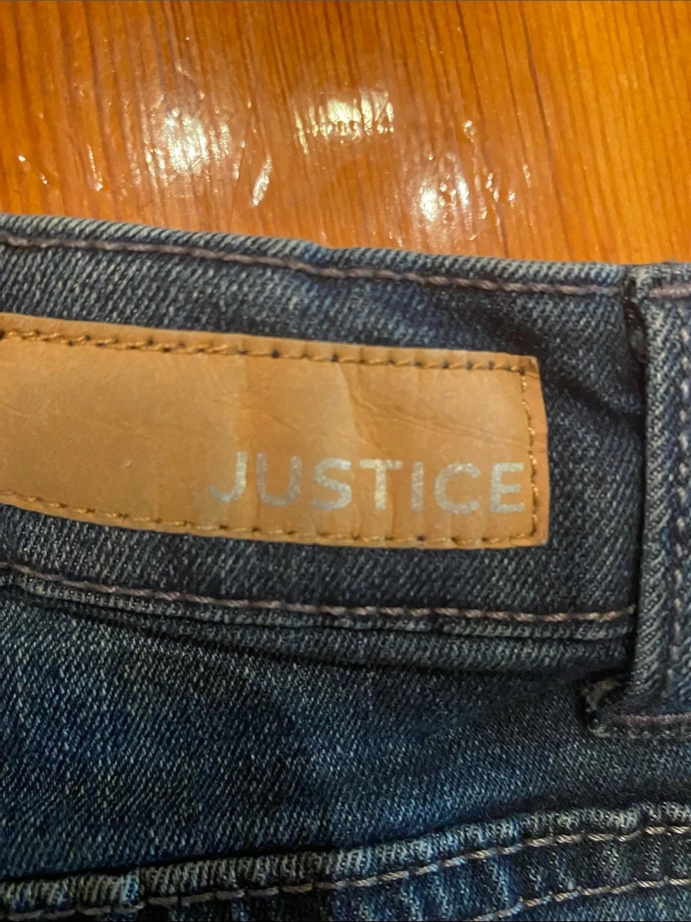 Justice White Graphic Tee with Dark Blue Distressed Jean Shorts